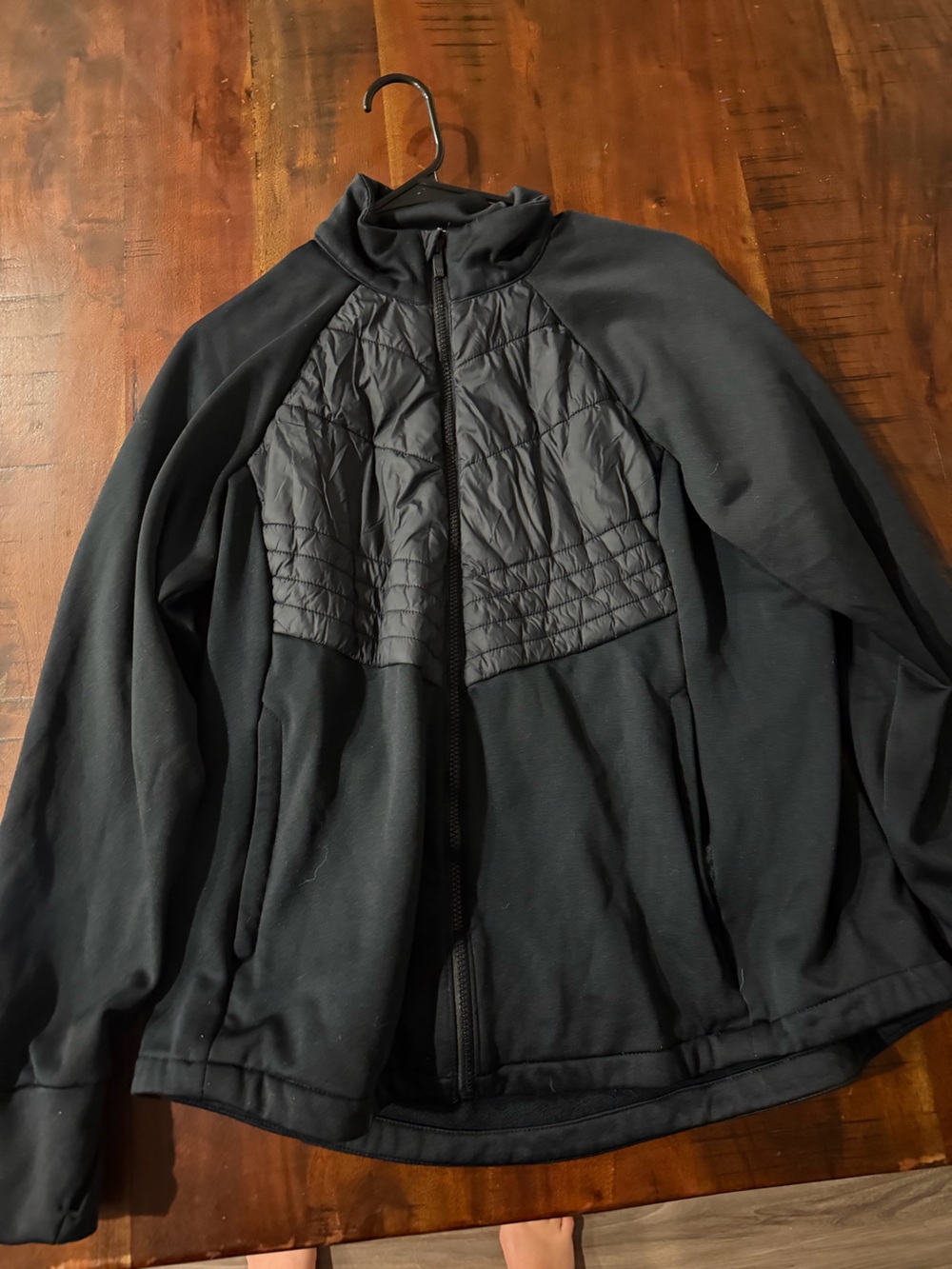 all in motion Black Quilted-Panel Full-Zip Jacket